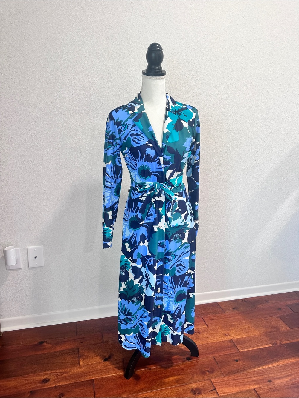 Jude Connelly Floral Wrap Maxi Dress - Blue & Green Multi